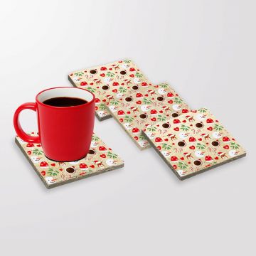 Set suporturi de pahare, Hermia, 366TYR1226, Dimensiune: 10 x 10 x 1 cm (4 bucăți), Multicolor