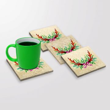 Set suporturi de pahare, Hermia, 366TYR1227, Dimensiune: 10 x 10 x 1 cm (4 bucăți), Multicolor