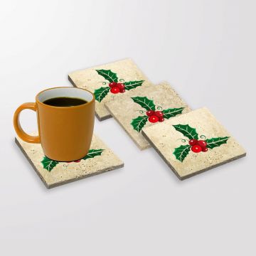 Set suporturi de pahare, Hermia, 366TYR1229, Dimensiune: 10 x 10 x 1 cm (4 bucăți), Multicolor
