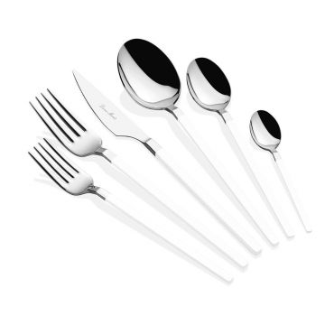 Set tacamuri, Hermia, 645DRM1229, OŢEL INOXIDABIL, Lingură de masă: 21,3 cm (6 bucăți), Argintiu/Alb