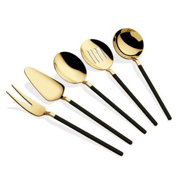 Set ustensile pentru gatit, Hermia, 645DRM1121, OŢEL INOXIDABIL, Polonic pentru sos: 21 cm (1 bucată), Aur/Negru
