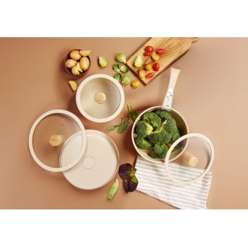 Set vase pentru gatit, Hermia, 343HNG1101, Baza de indicție, Crem