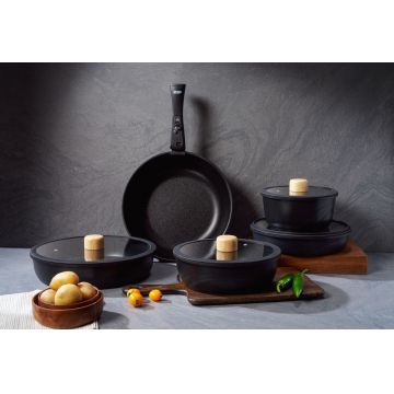 Set vase pentru gatit, Hermia, 343HNG1104, Baza de indicție, Negru