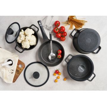 Set vase pentru gatit, Hermia, 343HNG1106, Baza de indicție, Negru