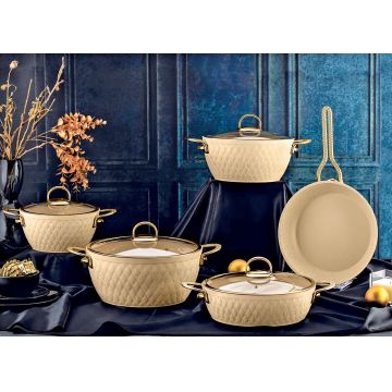 Set vase pentru gatit, Hermia, 357NYP1110, Pot 2: 24 cm / 6,5 lt (1 bucată), Crem
