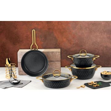 Set vase pentru gatit, Hermia, 357NYP1111, Pot 2: 24 cm / 6,5 lt (1 bucată), Negru