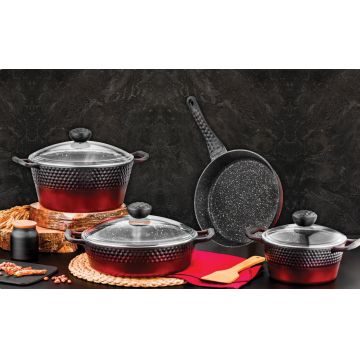 Set vase pentru gatit, Hermia, 357NYP1114, Pot 2: 24 cm / 6,5 lt (1 bucată), Rosu