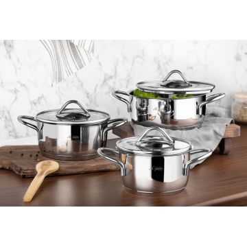 Set vase pentru gatit, Hermia, 868ARY1311, Capac: 14 cm, Argintiu