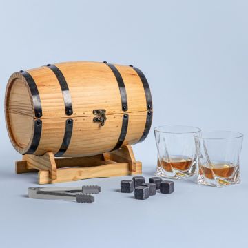 Set whisky 12 piese Gomera, Homla, 310 ml, lemn/sticla/inox, natur/negru