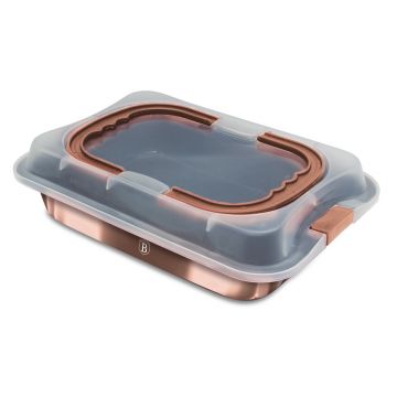 Tava cu capac Berlinger Haus, Rose Gold, 36.5x24.5x5.5 cm, otel carbon/plastic, roz