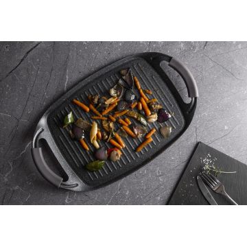 Tava grill Berlinger Haus, Carbon Pro, 47x29 cm, aluminiu forjat, gri inchis/negru