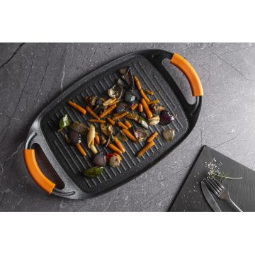 Tava grill Berlinger Haus, Granit Diamond, 47x29 cm, aluminiu, negru