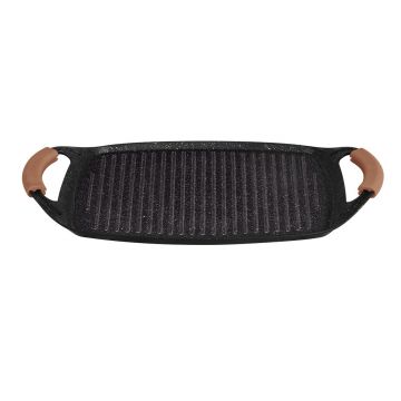 Tava grill Berlinger Haus, Rose Gold, 47x29 cm, aluminiu forjat, roz/negru