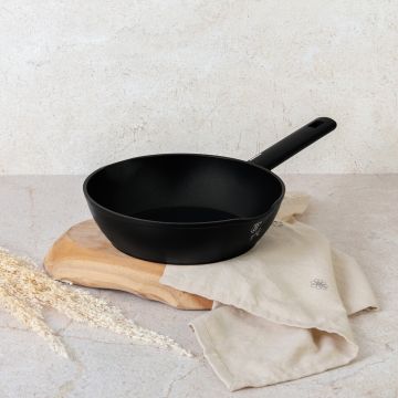 Tigaie adanca Berlinger Haus, Matte Black, 24 cm, 2.3 L, aluminiu forjat, negru