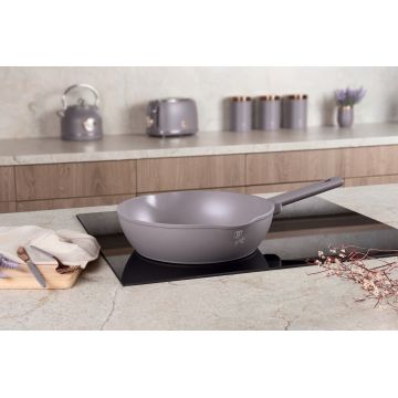 Tigaie adanca Berlinger Haus, Taupe, 28 cm, 3.8 L, aluminiu forjat, taupe mat