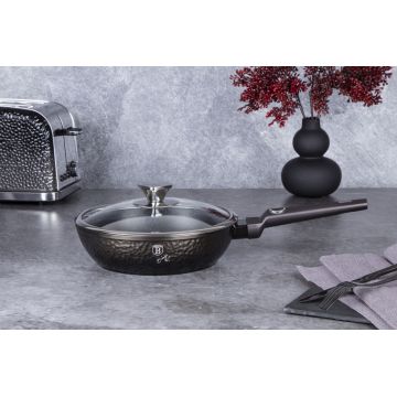Tigaie adanca cu capac Berlinger Haus, Primal Gloss, 24 cm, 2.3 L, aluminiu forjat, negru