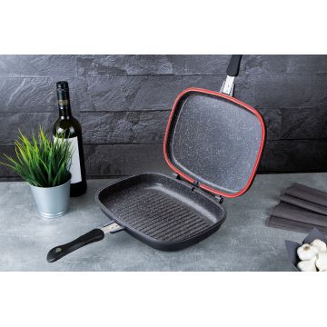 Tigaie dubla Berlinger Haus, Granit Diamond , 32x24x7 cm, aluminiu turnat, negru