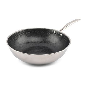 Tigaie tip wok cu suprafață antiaderentă din oțel inoxidabil ø 31,5 cm Fusion – BonBistro