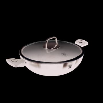 Tigaie Wok cu capac Berlinger Haus, Black Vantage, 30 cm, aluminiu forjat, negru lucios