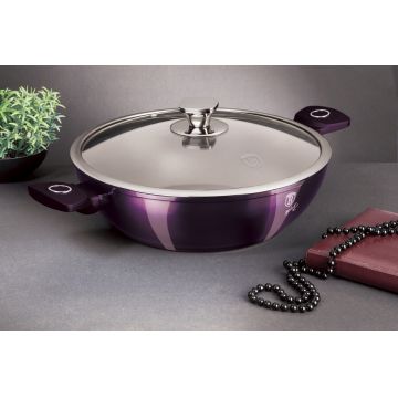 Tigaie Wok cu capac Berlinger Haus, Purple Eclipse, 30 cm, aluminiu forjat, mov