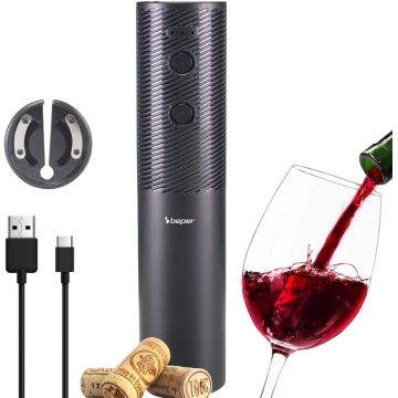 Tirbuson reincarcabil prin USB Beper, ABS, negru