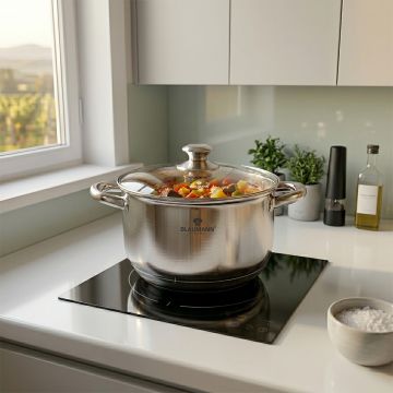 Cratita cu capac Blaumann, Gourmet, 18 cm, 2.6L, inox, argintiu