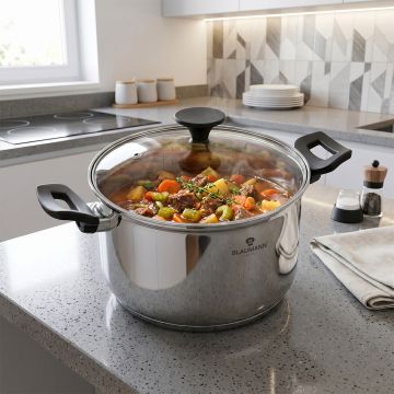 Oala cu capac Blaumann, Gourmet, BL-3855, 20 cm, 3.8L, inox, argintiu