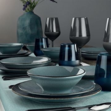 Serviciu de masă 18 bucăți CXEO18Y2730P01, Albastru, 25x25x3 cm - Albastru