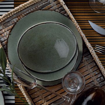 Serviciu de masă 18 bucăți CXEO18Y2730P03, Verde, 25x25x3 cm - Verde
