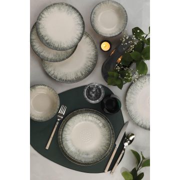 Serviciu de masă 24 bucăți NNROT24Y2891311, Dark green, 24x24x2 cm - Verde