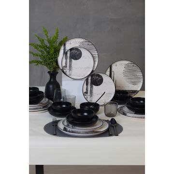 Serviciu de masă 24 bucăți X0001698900000000000000000, Negru - Alb - Negru - Alb
