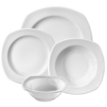 Serviciu de masa, 24 piese, Portelan, Alb - Alb