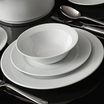 Serviciu de masa, 24 piese, Portelan, Alb - Alb