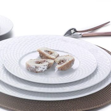 Serviciu de masa, 24 piese, Portelan, Alb - Alb
