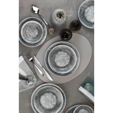 Serviciu de masa, 24 piese, Portelan, Alb -  Gri - Gri