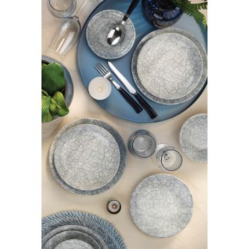 Serviciu de masa, 24 piese,  Portelan, Alb - Gri - Gri