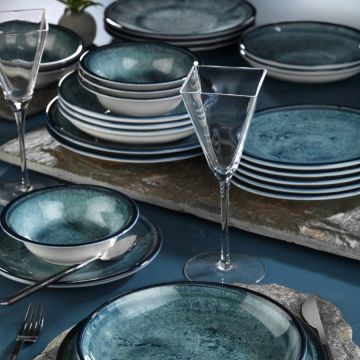 Serviciu de masa, 24 piese,  Portelan, Bluemarin - Turcoaz - Albastru