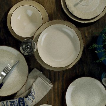 Serviciu de masa, 24 piese, , Portelan, Crem - Crem