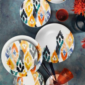 Serviciu de masa, 24 piese,  Portelan, Multicolor - Multicolor