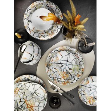 Serviciu de masa, 24 piese,  Portelan, Multicolor - Multicolor