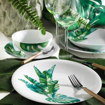 Serviciu de masa, 24 piese,  Portelan, Verde - Verde