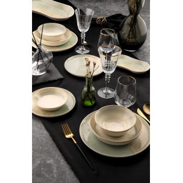 Serviciu de masă 27 bucăți N25000, Verde - Crem - Verde - Crem