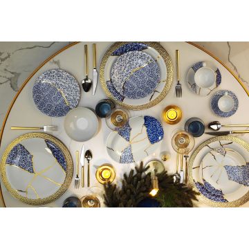 Serviciu de masă 28 bucăți ZG28Y160010477, Multicolor, 27x27x2 cm - Multicolor