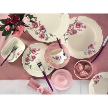 Serviciu de masa, 38 piese,  Portelan, Roz - Roz