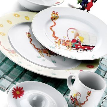 Serviciu de masa, 5 piese pentru micul dejun,  Portelan, Multicolor - Multicolor