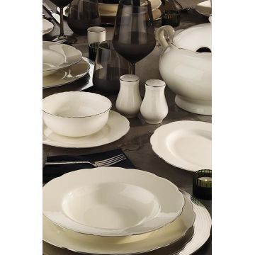 Serviciu de masă 54 bucăți BNOLY54YT220, Alb - Argintiu, 27x27x2 cm - Alb - Argintiu