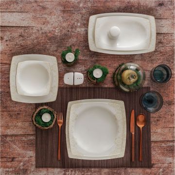 Serviciu de masă 61 bucăți GBSCR61KYT8305487, Alb, 29x18 cm - Alb