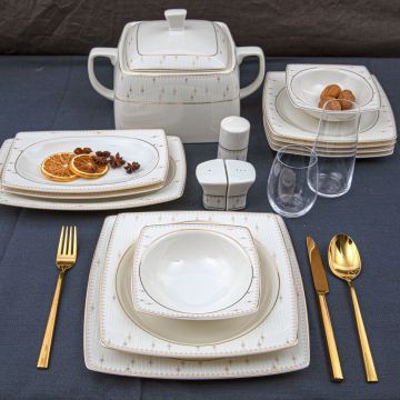 Serviciu de masă 61 bucăți GBSCR61KYT8405945, Alb, 29x18 cm - Alb