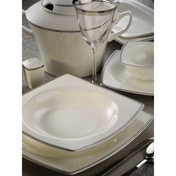 Serviciu de masă 62 bucăți BNMR62YT1074420, Alb - Argintiu - Alb - Argintiu