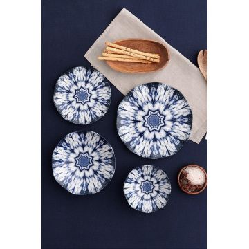 Serviciu de masa, Set 24 piese pentru cina, Portelan, Albastru, 29x28x36 cm - Albastru
